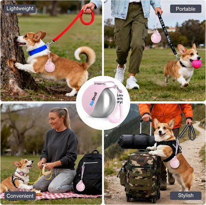 SipStroll bottle hanging from a dog leash on walks and hikes